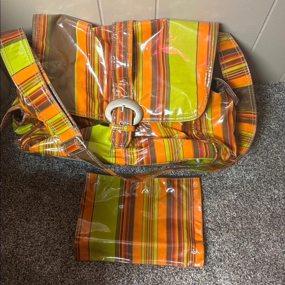 Colorful Striped diaper Bag with Matching Pouch
